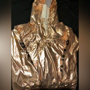 PINK VS metallic Sherpa lined quarter zip hoodie size medium